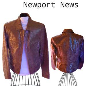 Newport News Womens Small Brown Leather Jacket